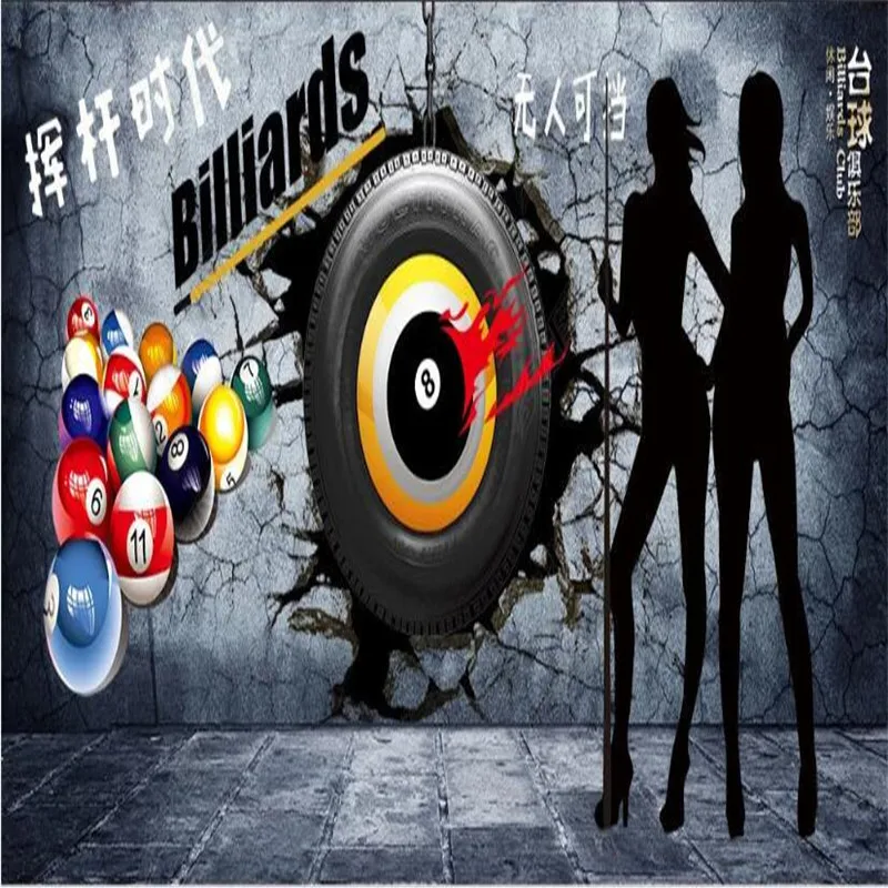 Пользовательский размер и текст изображение бильярда настенная бумага