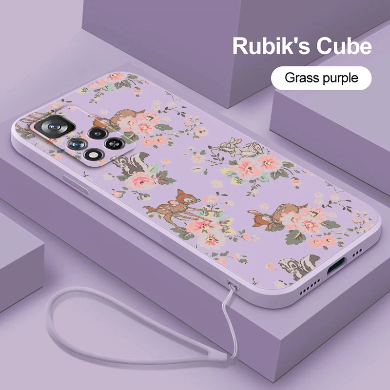 

Disney Bambi Cute Cartoon Phone Case For Xiaomi Redmi Note 11 11S 11T 10S 10 9S 9T 9 8T 8 Pro Plus 5G Liquid Rope Soft Funda