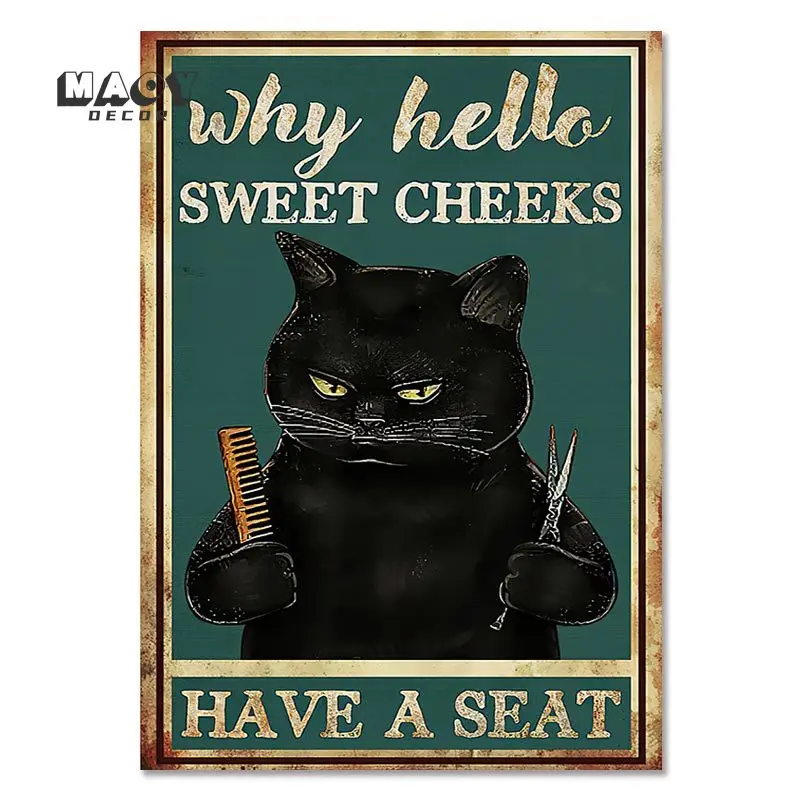 

картины для интерьера неоновая вывеска картина постеры для интерьера Винтажный постер в виде психической черной кошки, ваших ягодиц, салфе...