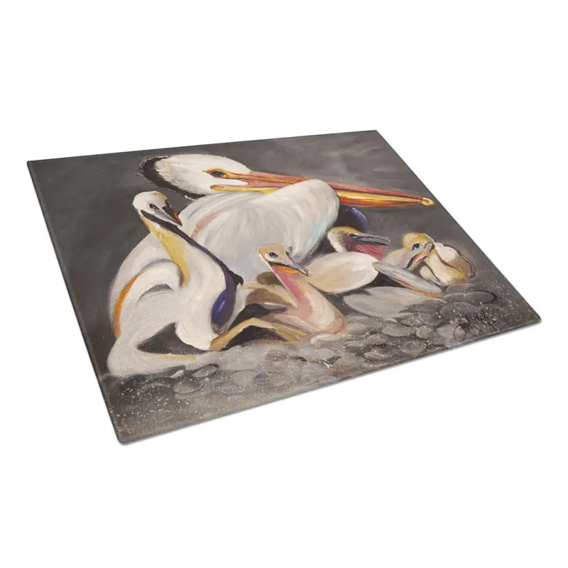 

Treasures White Pelicans Glass Cutting Board Large