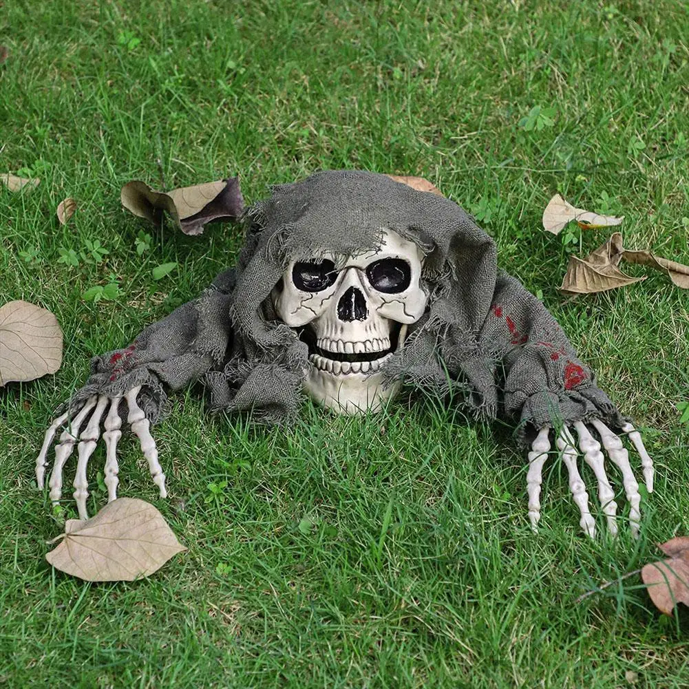 

Realistic Skull Skeleton Arms Stakes Halloween Decorations Horrible Graveyard Crawler for Lawn Garden Halloween Skeleton Decor