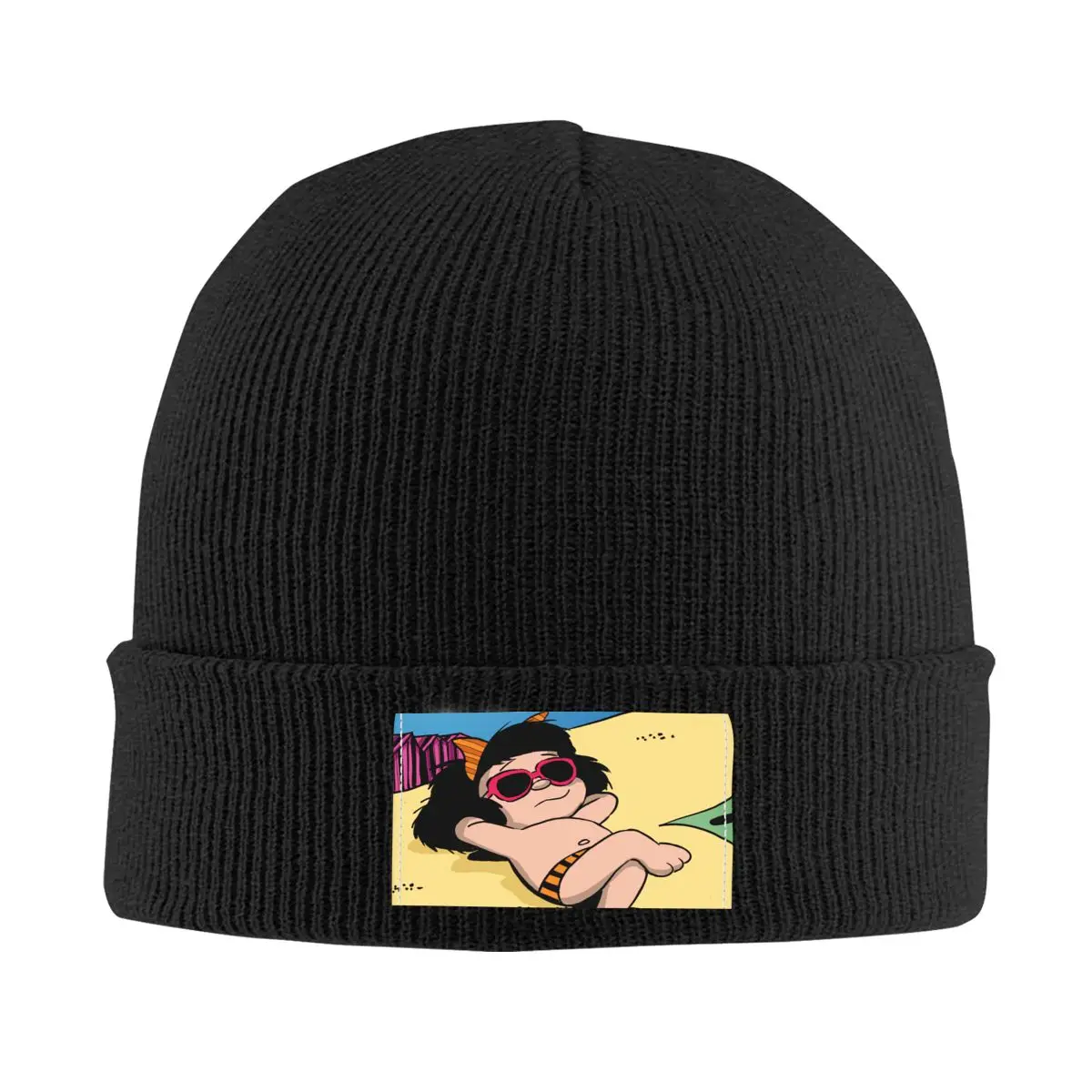 

Забавные летние шапки Mafalda, облегающие шапки, шапки унисекс, уличная зимняя теплая вязаная шапка, мультяшный стиль Quino, комикс, шапки