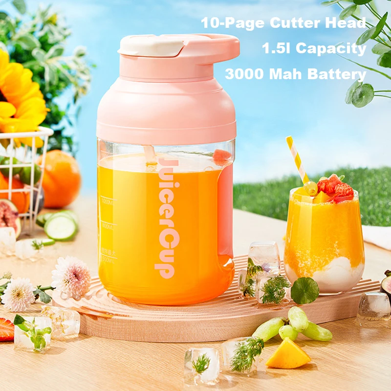 

1.5L Mini Portable Blender Electric Juicer Mixer Bottle Orange Squeezer Fruit Juice Extractor and Vegetables for Kitchen Outdoor