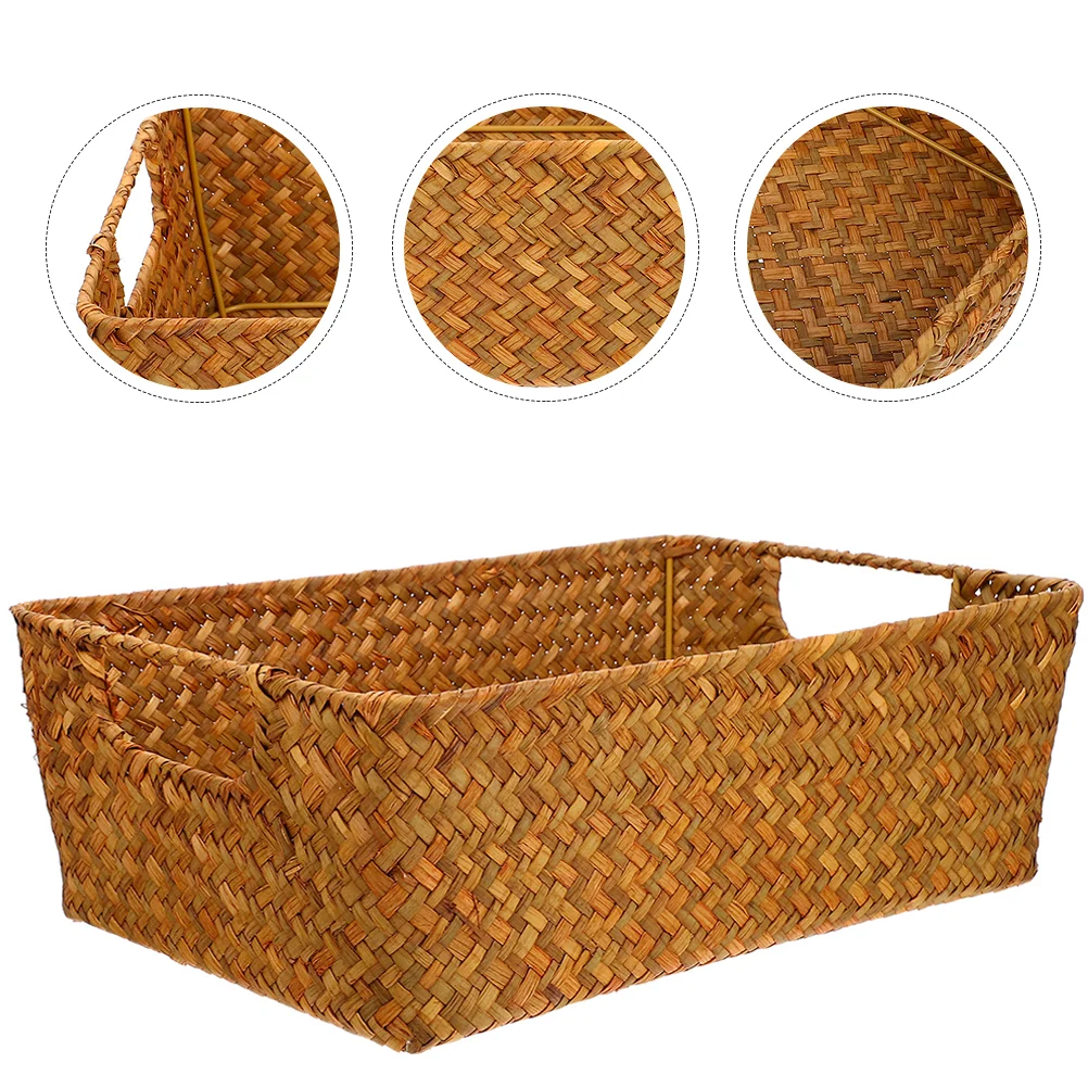 

Basket Storage Woven Baskets Wicker Rattan Fruit Hyacinthtray Snack Seagrass Box Breadserving Sundries Makeupflower Container