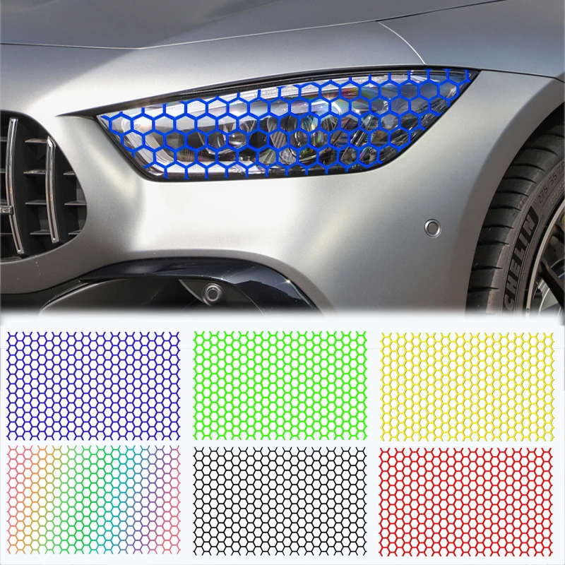 

Honeycomb Car Sticker Cut-out Hollow Lamp Cover Auto Lamp Films Grid Side Shield Headlamp Taillight Film Decals Car Wrap Sticker