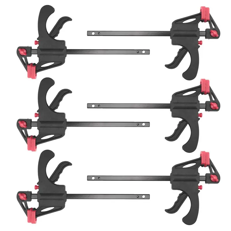 Фото Зажимы JHD Quick Grip, 6 шт., 4-дюймовые зажимы с трещоткой, быстросъемные зажимы для работы одной рукой, инструменты для быстрого и легкого зажима древесины. №5