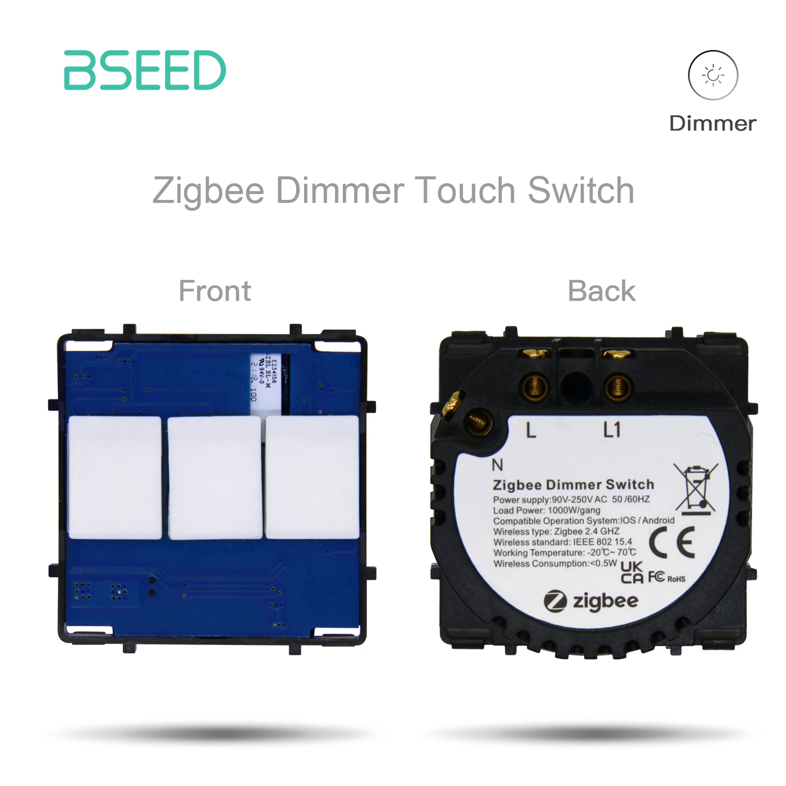 

BSEED Zigbee модуль диммера для штор 1/2/3 клавиши