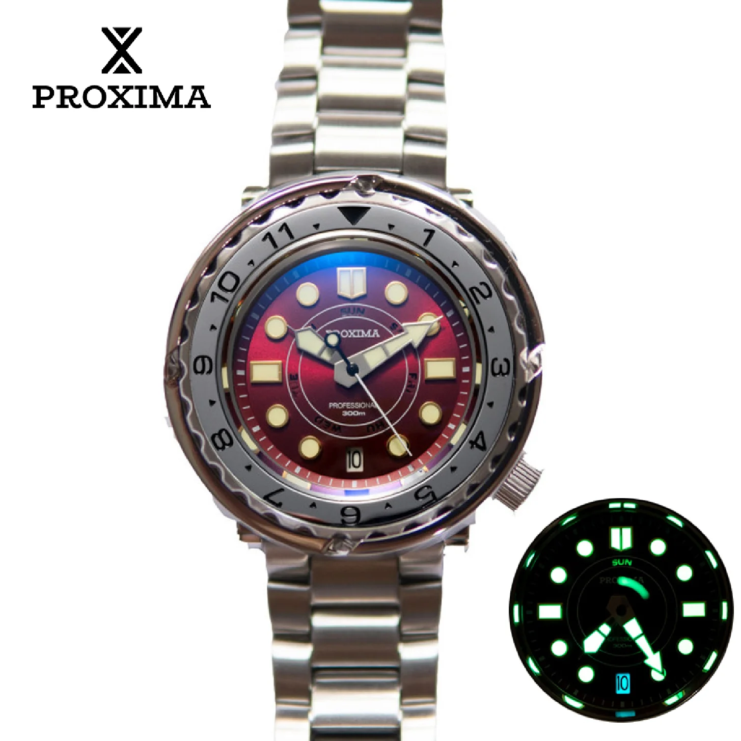 

Proxima V3 Tuna Can Automatic Mechanical Watches Monoblock Diver Watch 47mm nh36A Sapphire Glass 30Bar Sunburst Men's Wristwatch
