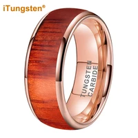 itungsten 6mm 8mm tungsten ring for men women couple engagement wedding band fashion jewelry red sandalwood inlay comfort fit