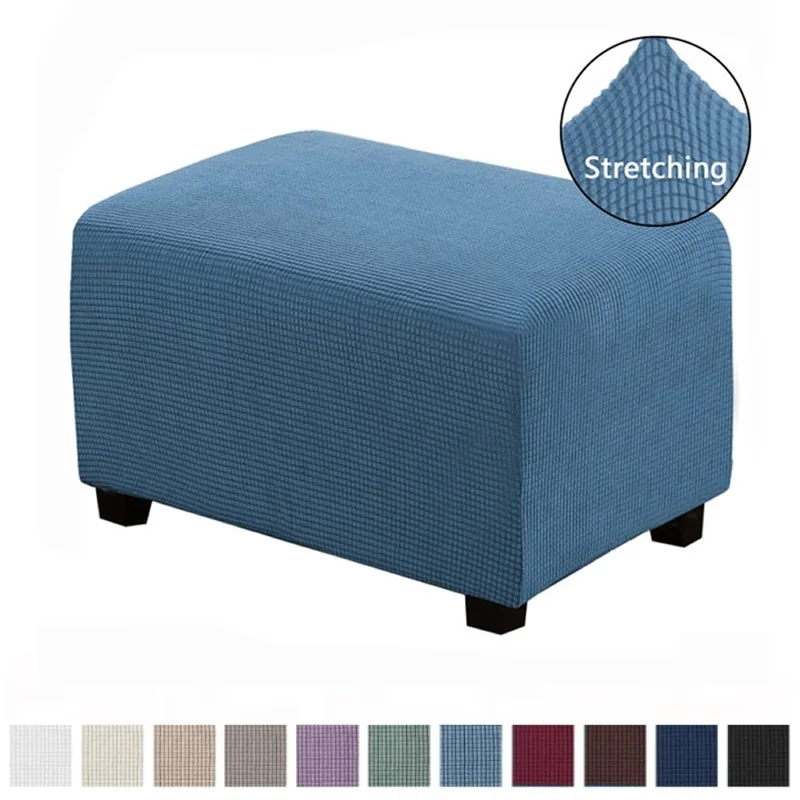 

Rectangle Polar Fleece Footstool Cover Elastic Footrest Case Stretch Ottoman Stool Slipcover for Living Room Furniture Protector