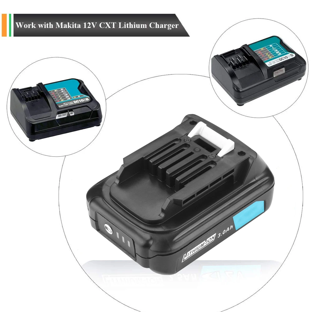 Литий-ионный аккумулятор для Makita 197390-1 BL1015 1973901 BL1021B BL1041B BL1015B BL1020B BL1040B 3000 мАч |