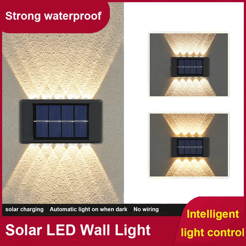 

LED Solar Light Waterproof Wall Lamp Outdoor Up And Down Luminous Lighting for Garden Street Landscape Balcony Decor 4/6/10 LEDs