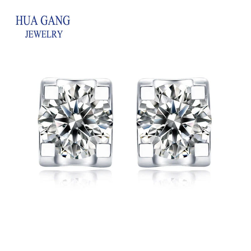 

Plated 925 Sterling Silver Classic Tauren Stud Earrings made with VVS1 D Color Round 0.5ct Moissanite for Women for Men