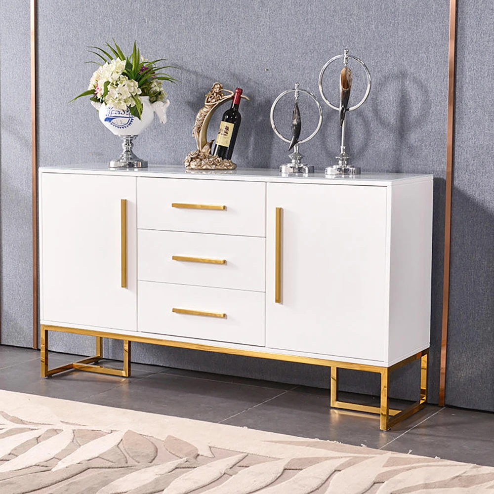 

Современный шкаф-сервант для хранения, стол из нержавеющей стали с деревянной консолью из спеченного камня, мебель для столовой