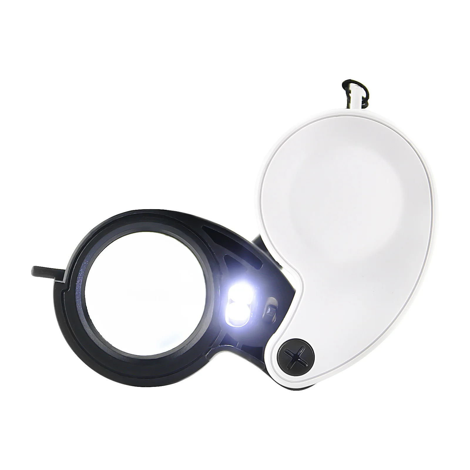 30X MINI Jewelry Magnifying Glass 2 LED With Rope Foldable Magnifier Lens Diameter 25mm for Jade Antique Appraisal Professional