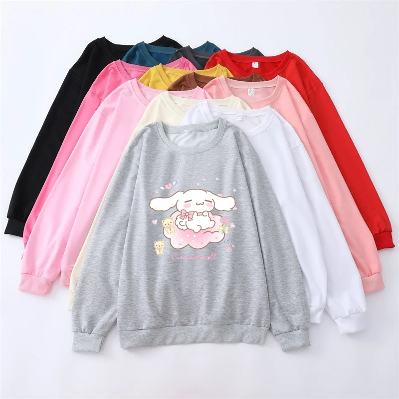 

Свитер в стиле аниме Sanrio Cinnamoroll, Повседневная модная верхняя одежда свободного кроя с принтом, топы для женщин и мужчин, милый подарок на день рождения