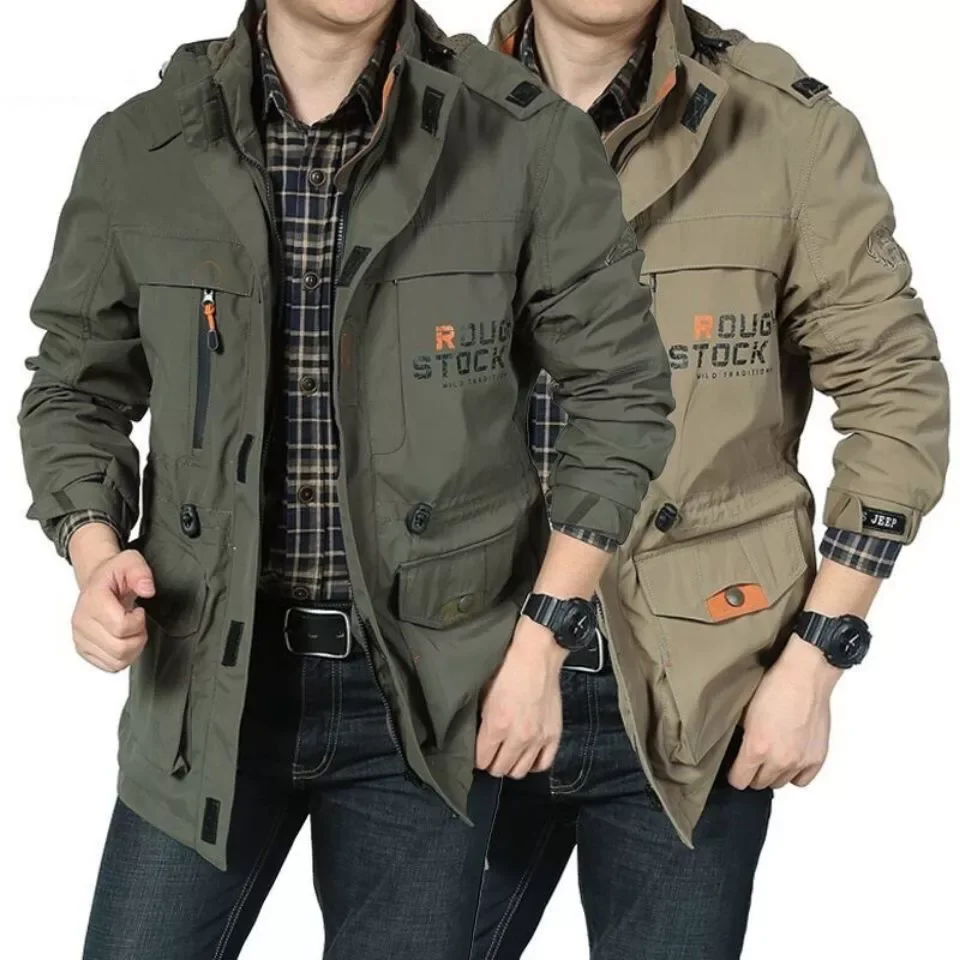 

2023New Assault Suit Winter Plush Thick Men's Coat Windproof Waterproof Mountaineering Suit Men's Large Multi Pocket Wor