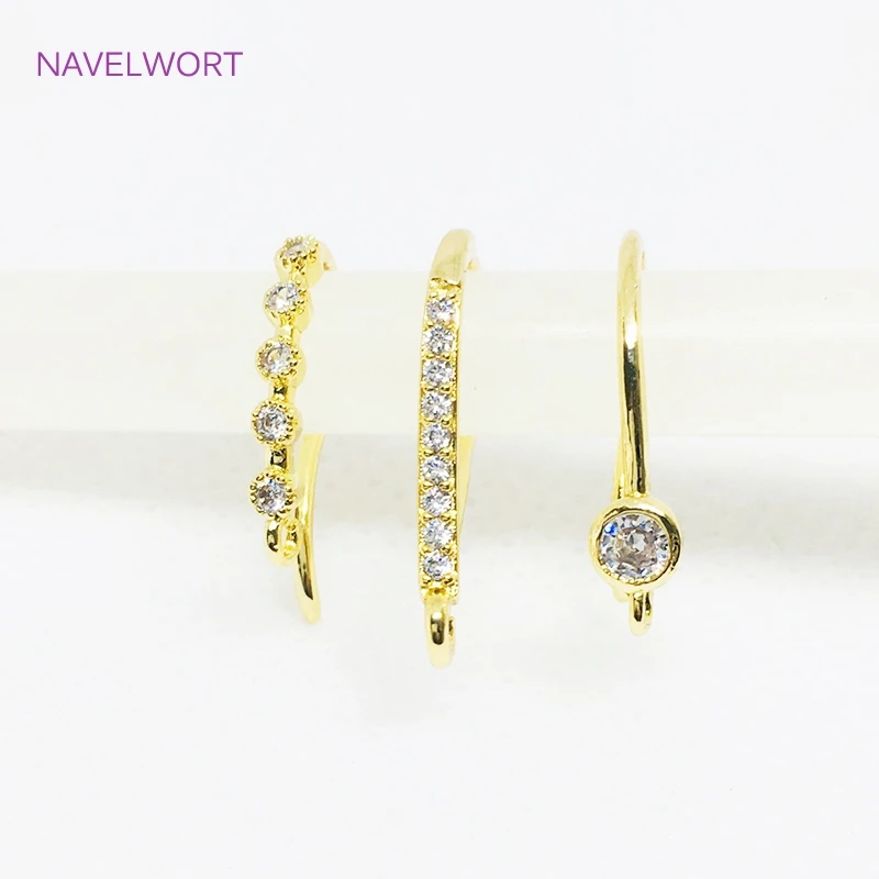 

Multi Sizes 14K Gold Plated U Shape Earring Hooks Fittings Inlaid Zircon Ear Wire Hooks For DIY Jewelry Making Accessories Craft