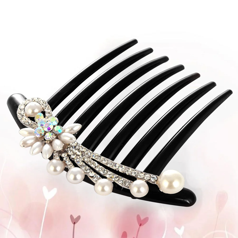 

1 Pc Side Combs for Hair Black Side Combs for Womens Hair Bridal Hair Side Comb Rhinestone Flower Hair Comb