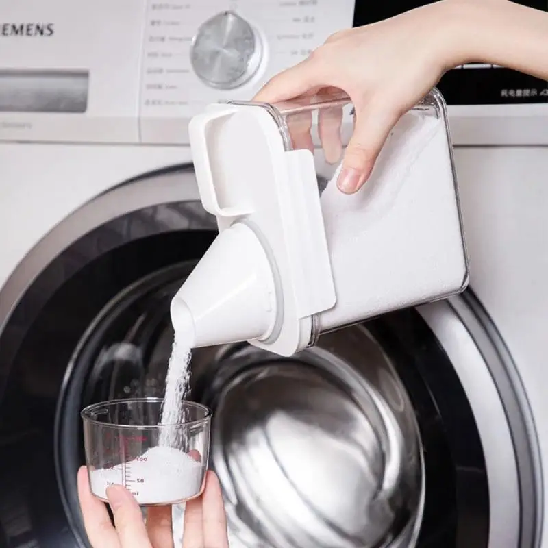 

Refillable Laundry Detergent Dispenser Detergent Powder Storage Box Clear Fully Sealed 1pcs Laundry Detergent Container Plastic