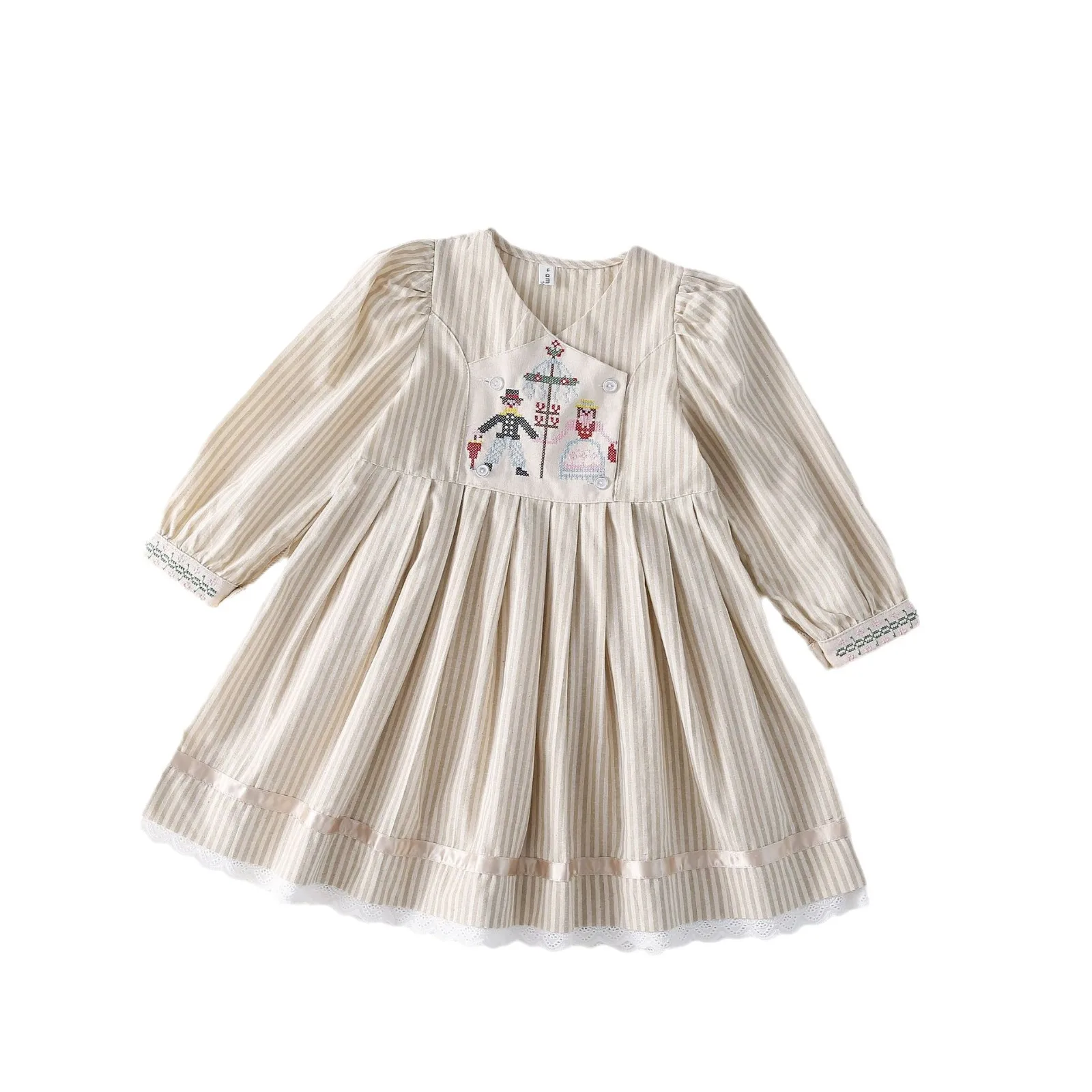 Корейская одежда для девочек весна 2024 новое платье маленьких принцессы с длинным