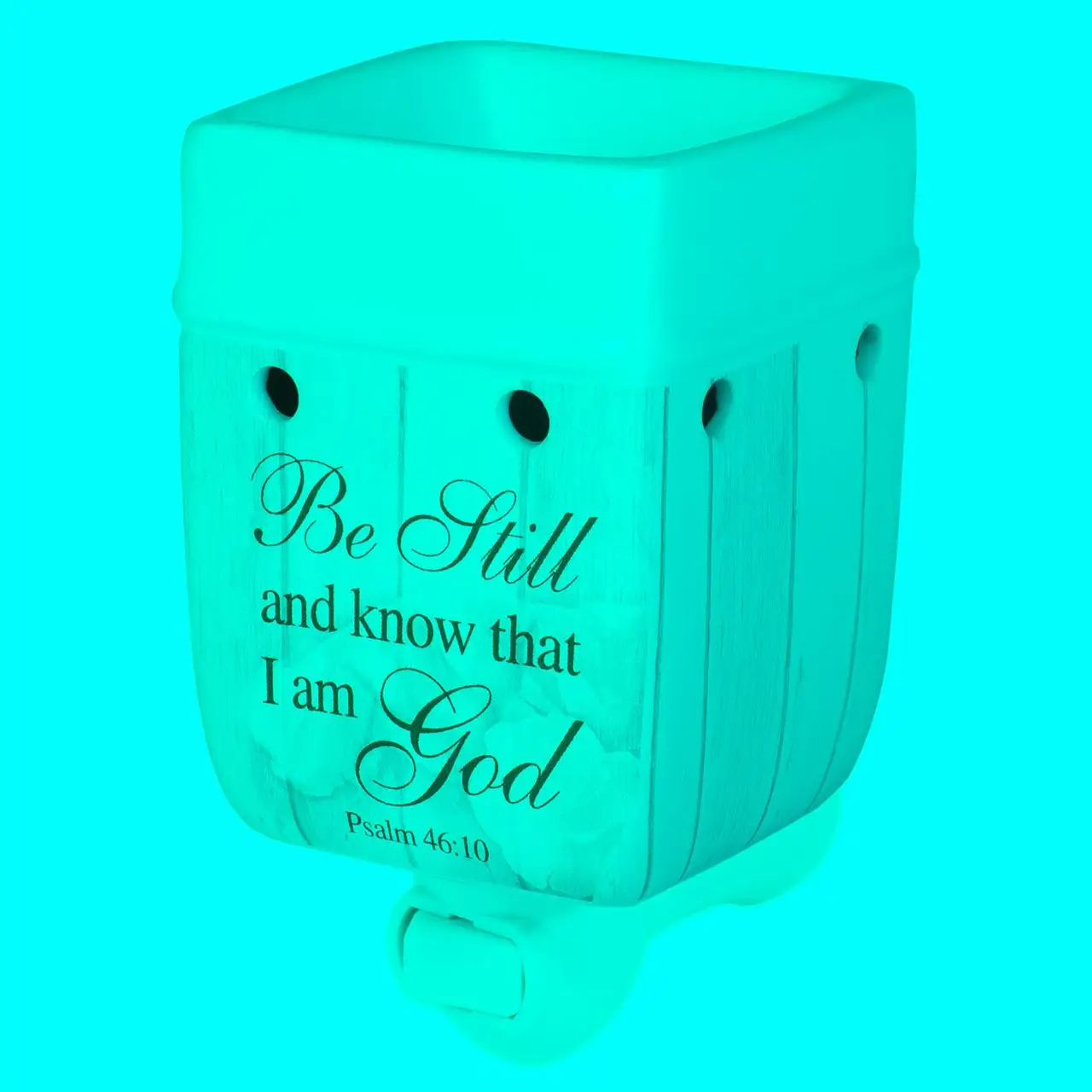 

Be Still and Know Distressed Wood Design White Ceramic Stone Plug-in Warmer