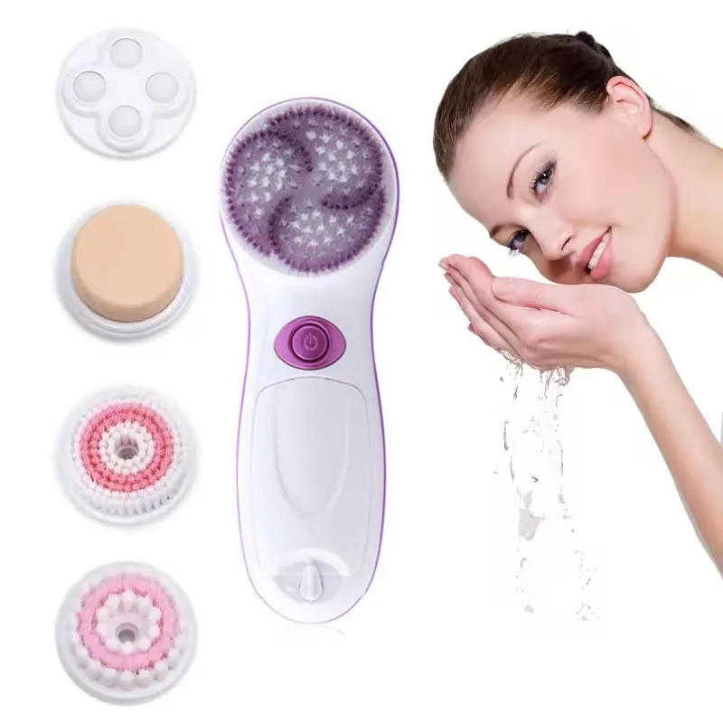 Портативная Электрическая Вращающаяся Щетка Для Лица 5-в-1 На Батарейках Чистки С