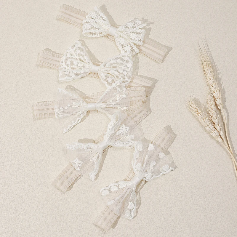 Милая розовая кружевная повязка на голову с бантом милый мягкий бант