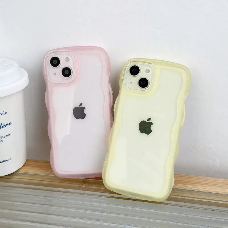 

Ins very simple solid color transparent wavy soft shell iPhone13 mobile phone case for Apple 13promax