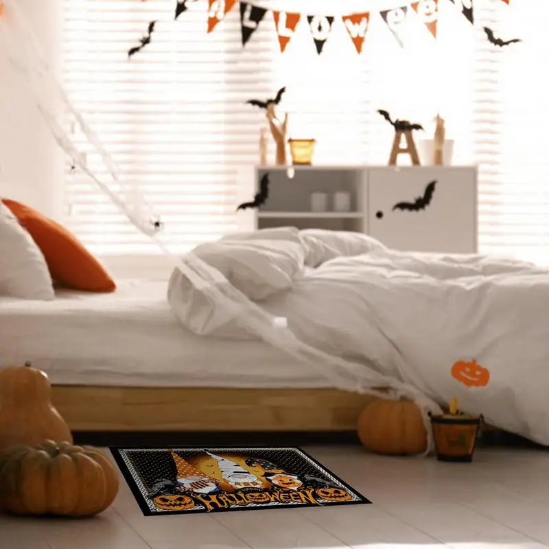 Страшный дверной коврик на Хэллоуин уличный метла летучей мыши Придверный тыква