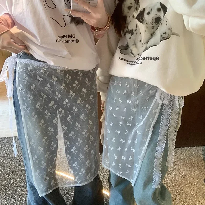 Весна-лето 2024 многослойная юбка цельнокроеная джинсовая в балетном стиле фартук