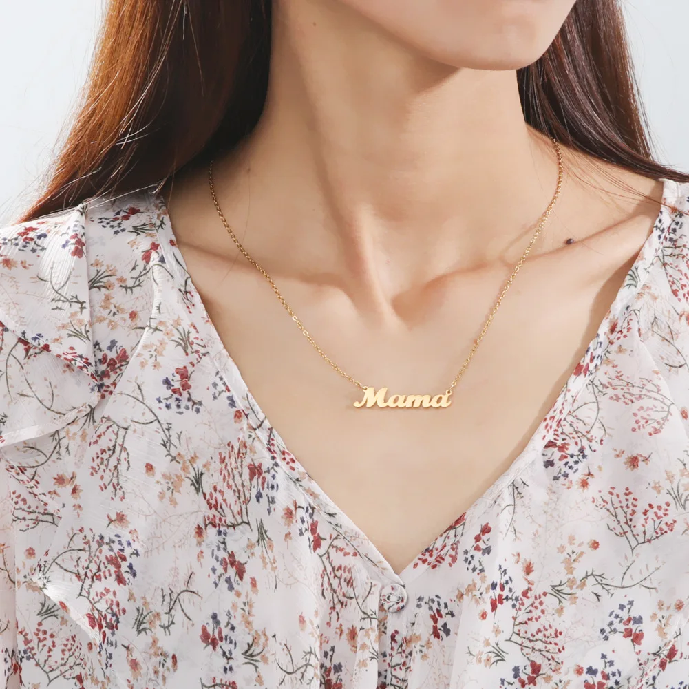 

HIYEE Mother's Day Mama Letter Pendant Necklace For Women Mom Nameplate Clavicle Chain Choker Personality Jewelry New Gifts