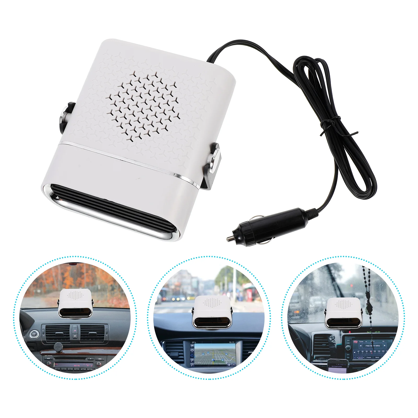 

Portable Car Heater Auto Defogger Adjustable Fan Windshield Defroster Vehicle White