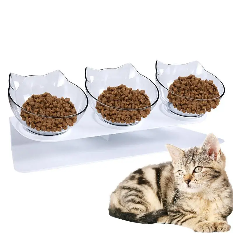 

Raised Cat Bowls 15 Degree Tilted Design Cat Feeding Bowl With Raised Stand Neck Guard Pet Food Feeder For Kittens Small Dogs