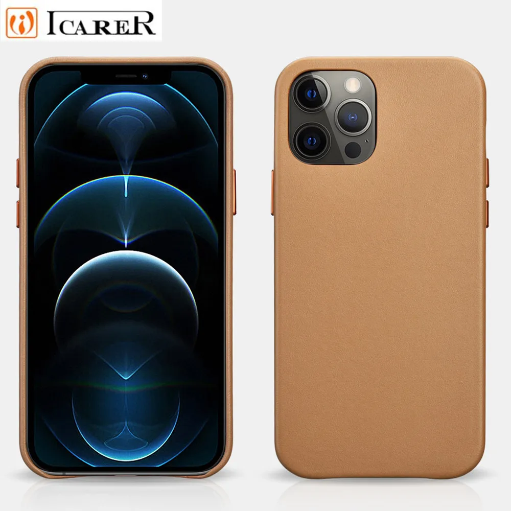 

Оригинальный чехол icarer из натуральной телячьей кожи для смартфона iPhone 12 / 12 mini / 12 Pro / 12 Pro Max