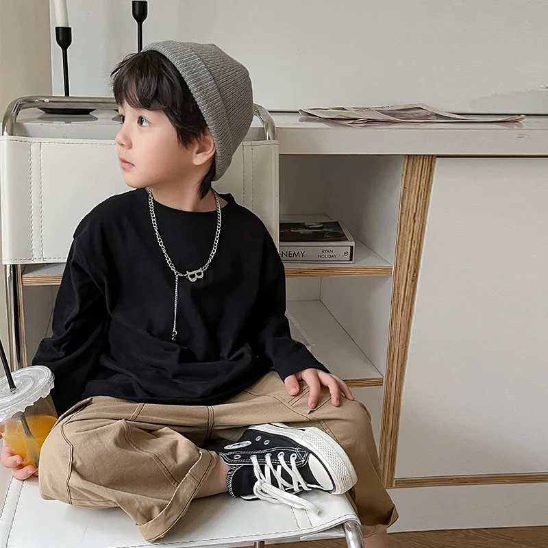 

Новинка Весна 2023 светильник Роскошная модная Корейская футболка, рубашка с длинным рукавом, топы, подходящая ко всему бутиковая одежда, про...