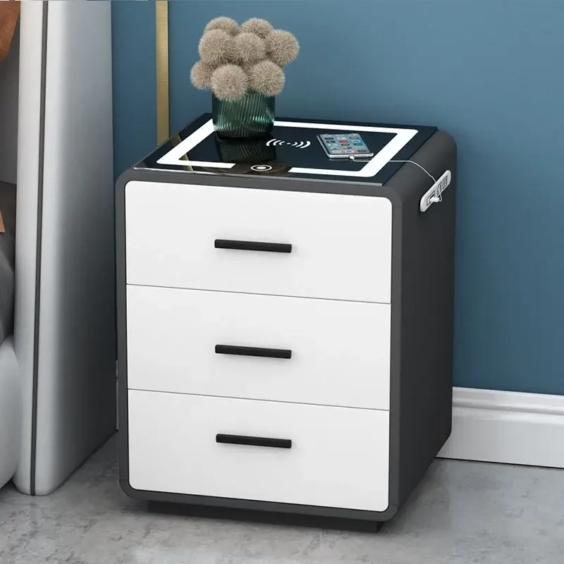 

Smart Night Bedside Tables Drawers Storage White Gamer Dressers Bedroom Bluetooth Narrow Szafka Nocna Room Furniture LJ50BT