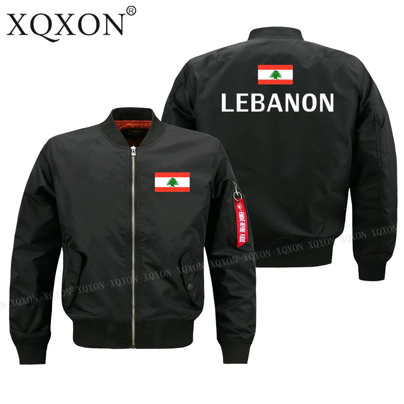 

New-Autumn Winter Bomber Jacket Zipper Long Sleeve Lebanon Flag Printed Men Jackets Coats Top J178