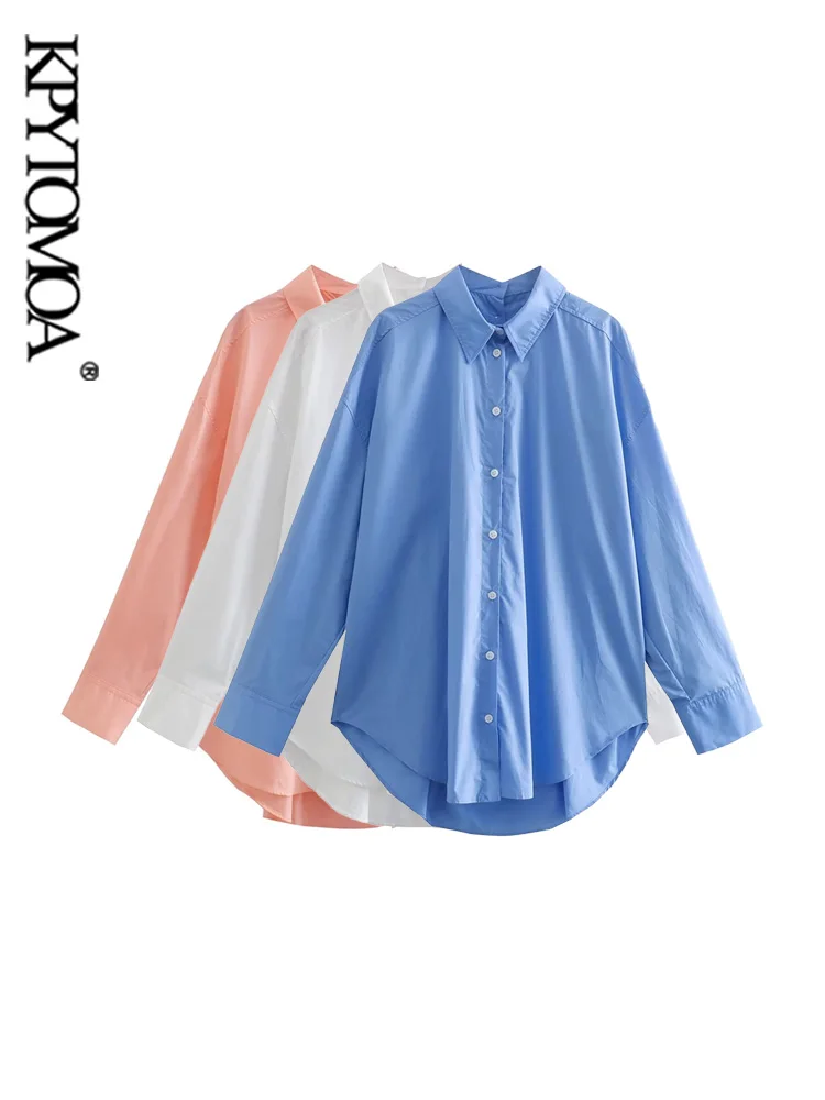 

KPYTOMOA женская модная блузка большого размера с длинным рукавом и передними пуговицами, женские блузки, шикарные топы