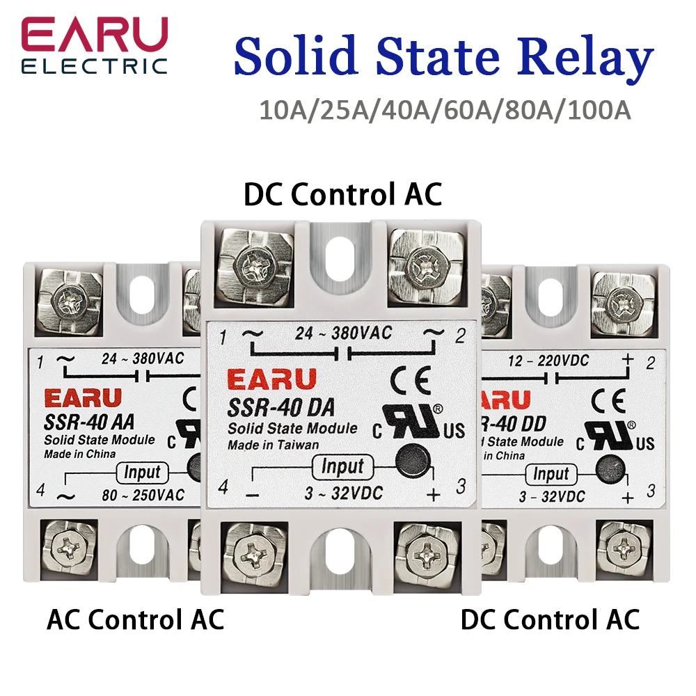 

Твердотельное реле SSR-25DA SSR-40DA SSR-40AA SSR-40DD SSR 10A 25A 40A 60A 80A 100A DD DA AA Модуль для контроллера температуры PID