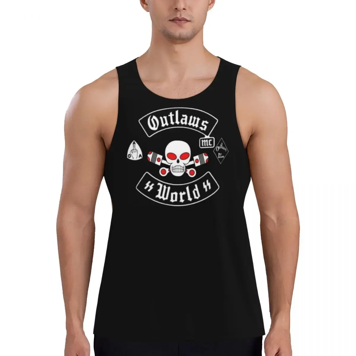 Фото Быстросохнущая дышащая майка-безрукавка Quick Dry Outlaws Mc Support Gym для бодибилдинга №1