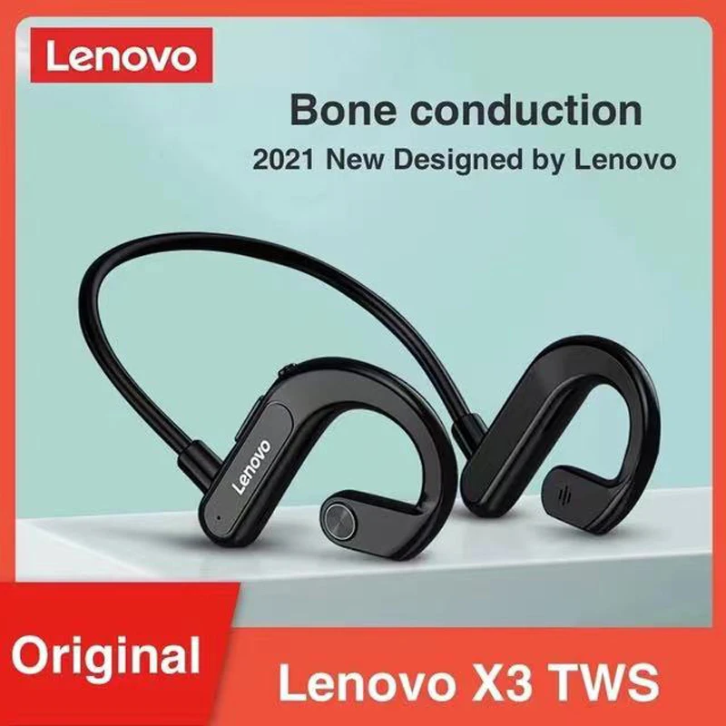 

Беспроводные Bluetooth-наушники Lenovo X3 с костной проводимостью, IPX5 Водонепроницаемая гарнитура с микрофоном для занятий спортом