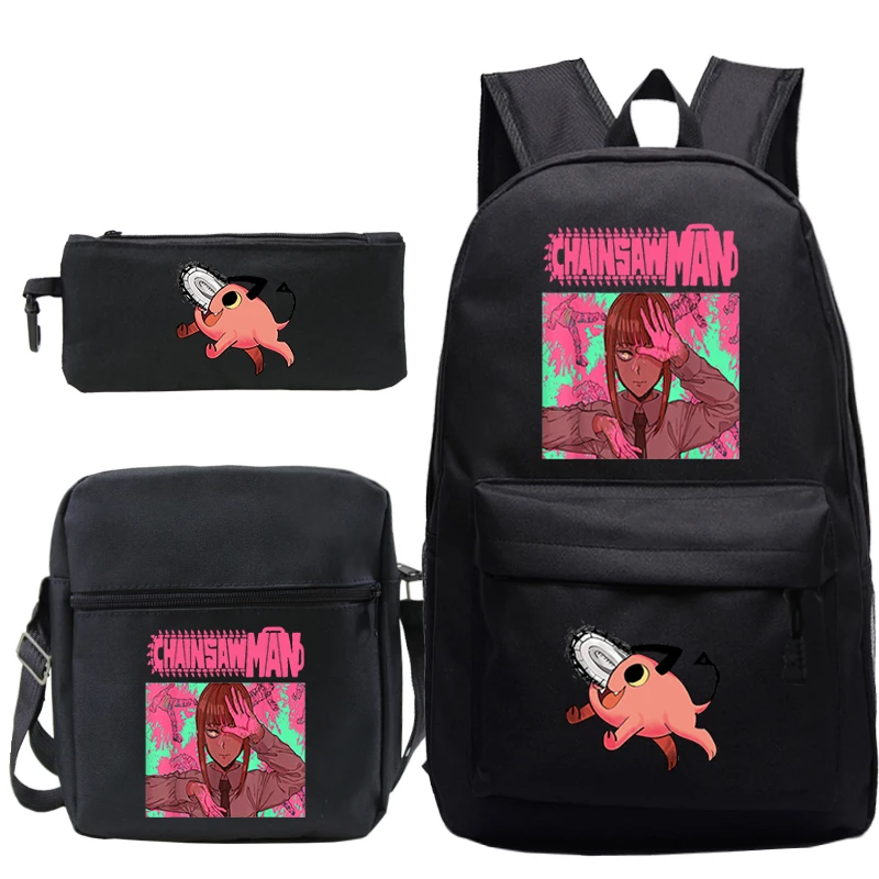

Makima Zipper Backpack Suit Chainsaw Man Anime Ripstop Men Shoulders Bag Chain Saw Canva Bag Pochita Graphic Messenger Bags
