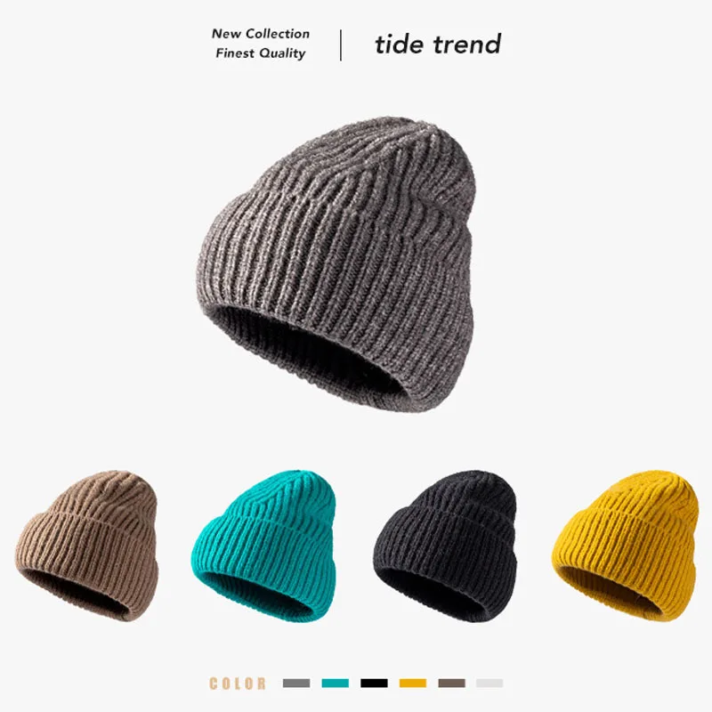 

BISENMADE Casual Knitted Hat For Men And Women Autumn Winter Keep Warm Thick Cashmere-Like Skullcap Outdoor Dobby Beanie Cap