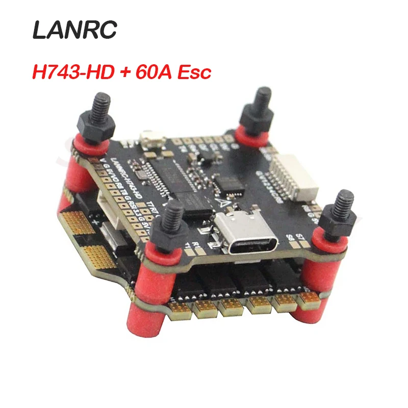 

LANRC H743-HD Flight Controller with 60A 4in1 ESC Stack 30.5 Hole Pitch Directly connect to the DJI sky terminal For RC Drones