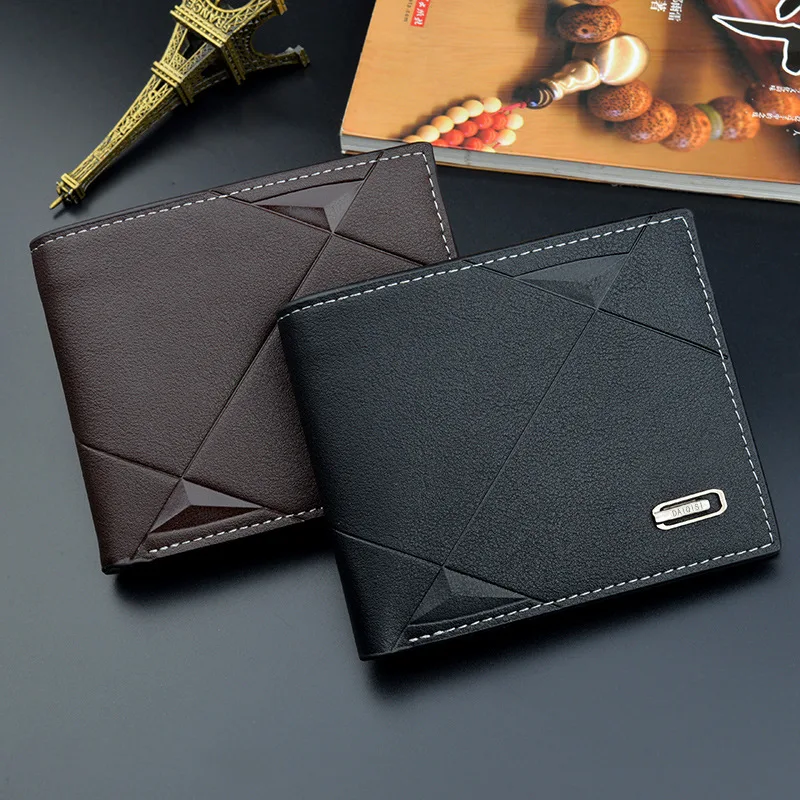 

2022 New Men's Wallet Short Multi-card Coin Purse Fashion Casual Wallet Male Youth Thin Three-fold Horizontal Soft Wallet Men PU