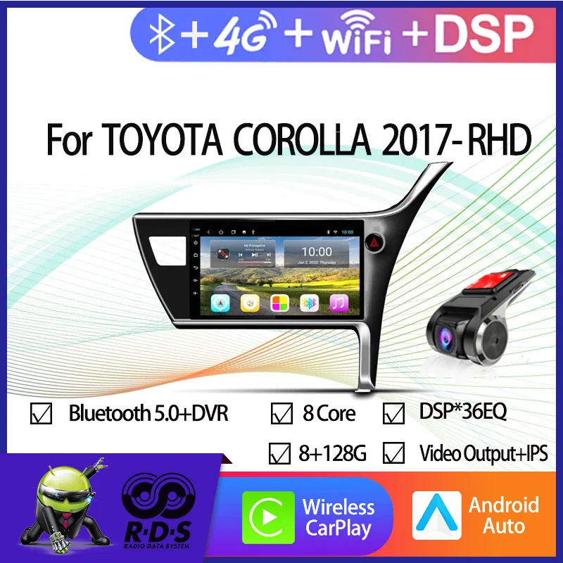 

Android 11 Car GPS Navigation For TOYOTA COROLLA 2017- RHD Car Radio Stereo With Bluetooth Wifi 4G AHD DSP CARPLAY