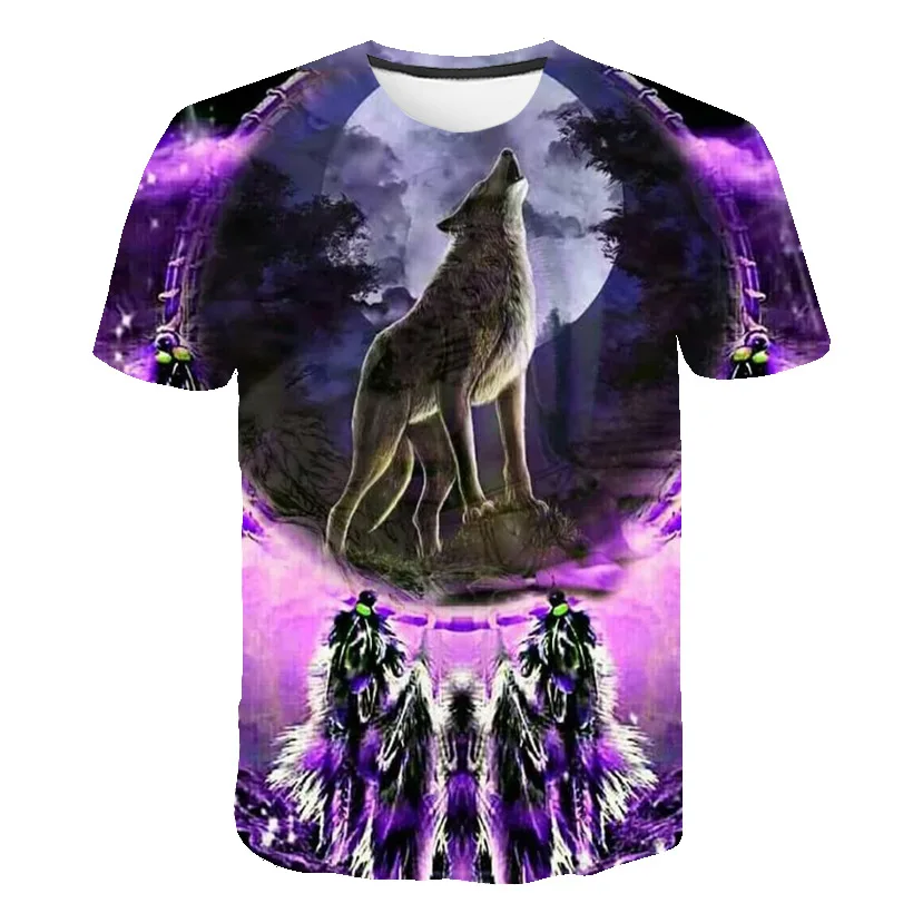 

Летняя модная 3D новая футболка с волком, детская забавная Повседневная футболка с игрой, детская одежда для мальчиков и девочек, крутая муль...