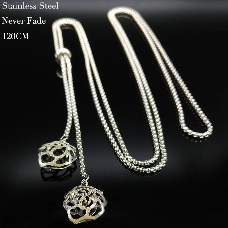 Женская цепочка из нержавеющей стали с подвеской в виде цветка розы