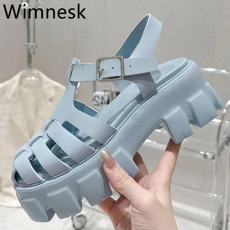 

Summer New Thick Sole Women Sandals Cross Tied Buckle Strap Female Gladiator Sandals Casual Height Increasing Sandals Woman 2023